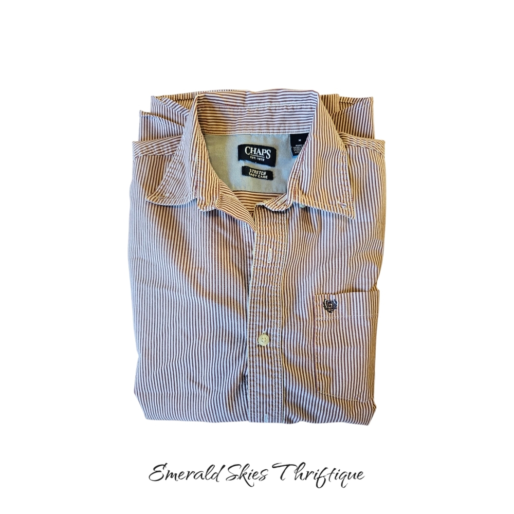 Lot Of 4 Chaps Mens Long Sleeve Button Down Shirts. Medium free shipping - Picture 2 of 9